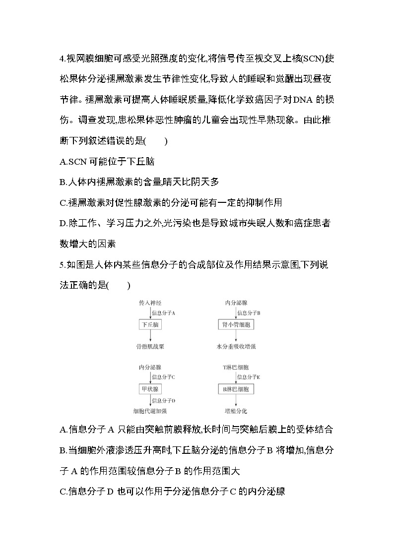 第2章　动物和人体生命活动的调节达标检测02