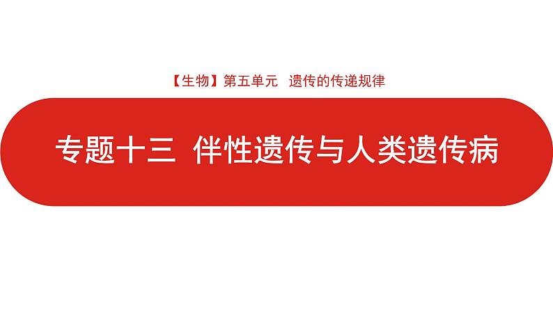 全国通用高中生物 一轮复习 第五单元 专题十三 伴性遗传与人类遗传病课件PPT第1页