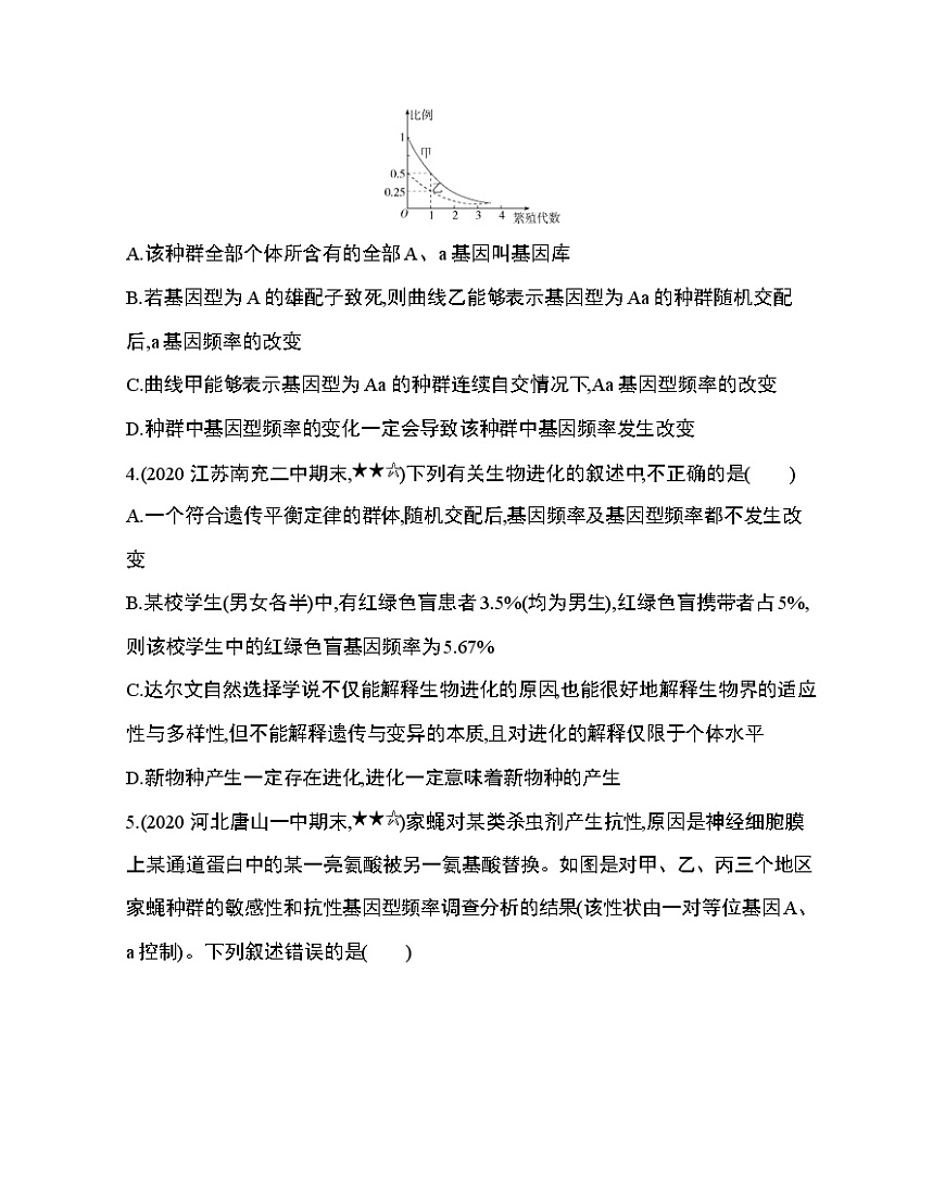 專題強(qiáng)化練9　與基因頻率相關(guān)的計(jì)算第2頁(yè)