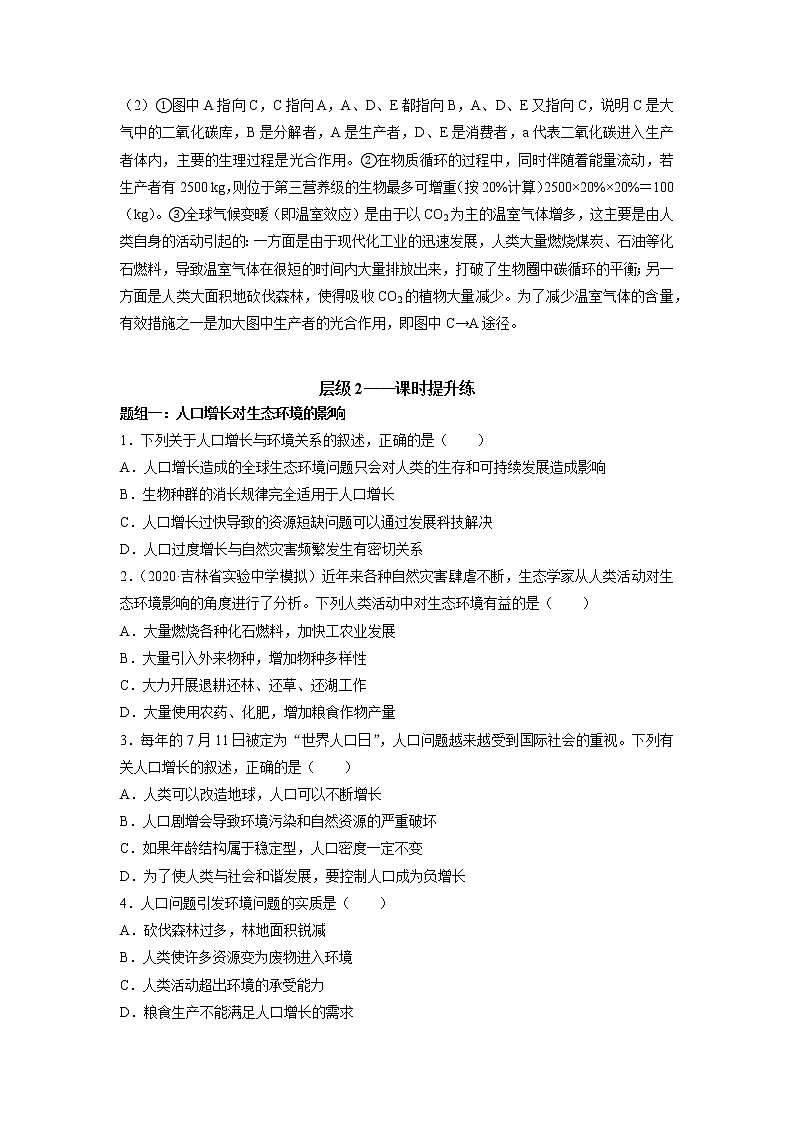高中生物选择性必修2-4.1 人类活动对生态环境的影响 分层训练03