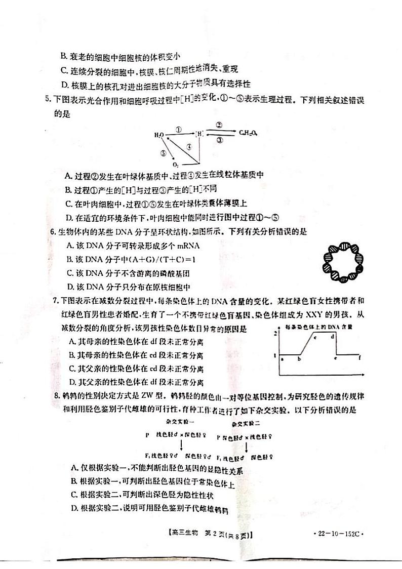 辽宁省葫芦岛市协作校2021-2022学年高三上学期第二次联考生物试题第2页