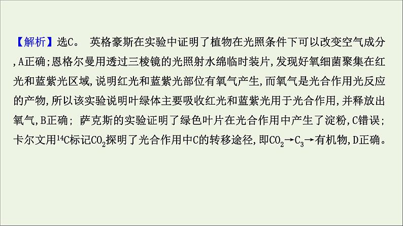 江苏专用2022版高考生物一轮复习课时作业九光合作用探究历程及基本过程课件苏教版第5页