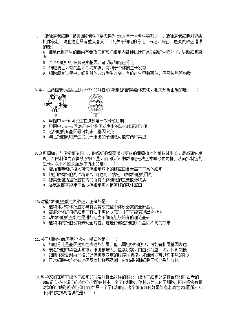 2022年高考生物一轮考点精选练习14《细胞的分化衰老凋亡和癌变》(含详解)第2页