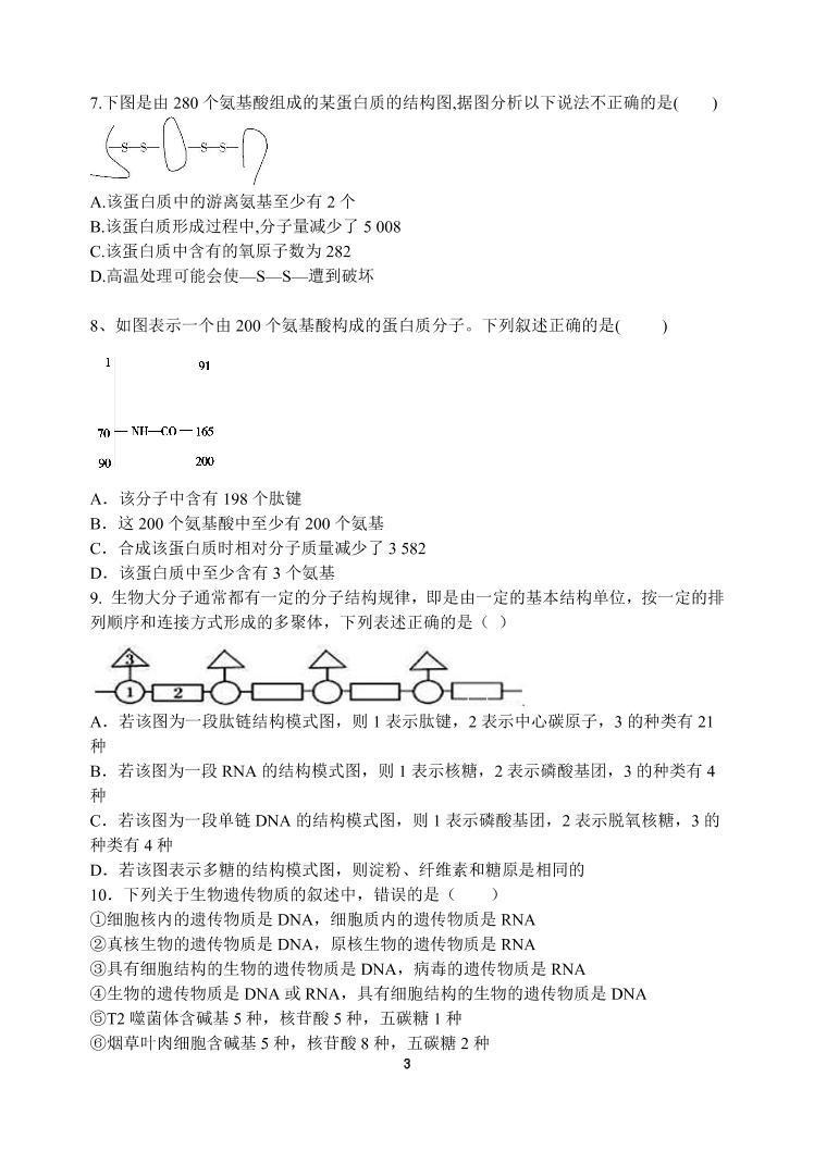 河南省顶级中学2021-2022学年高一上学期12月联考生物试题PDF版含答案03
