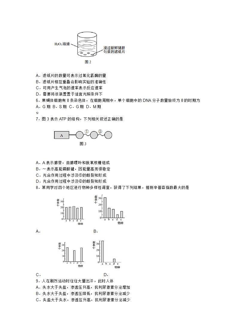 2021年上海市静安区高三二模生物试卷及答案第2页