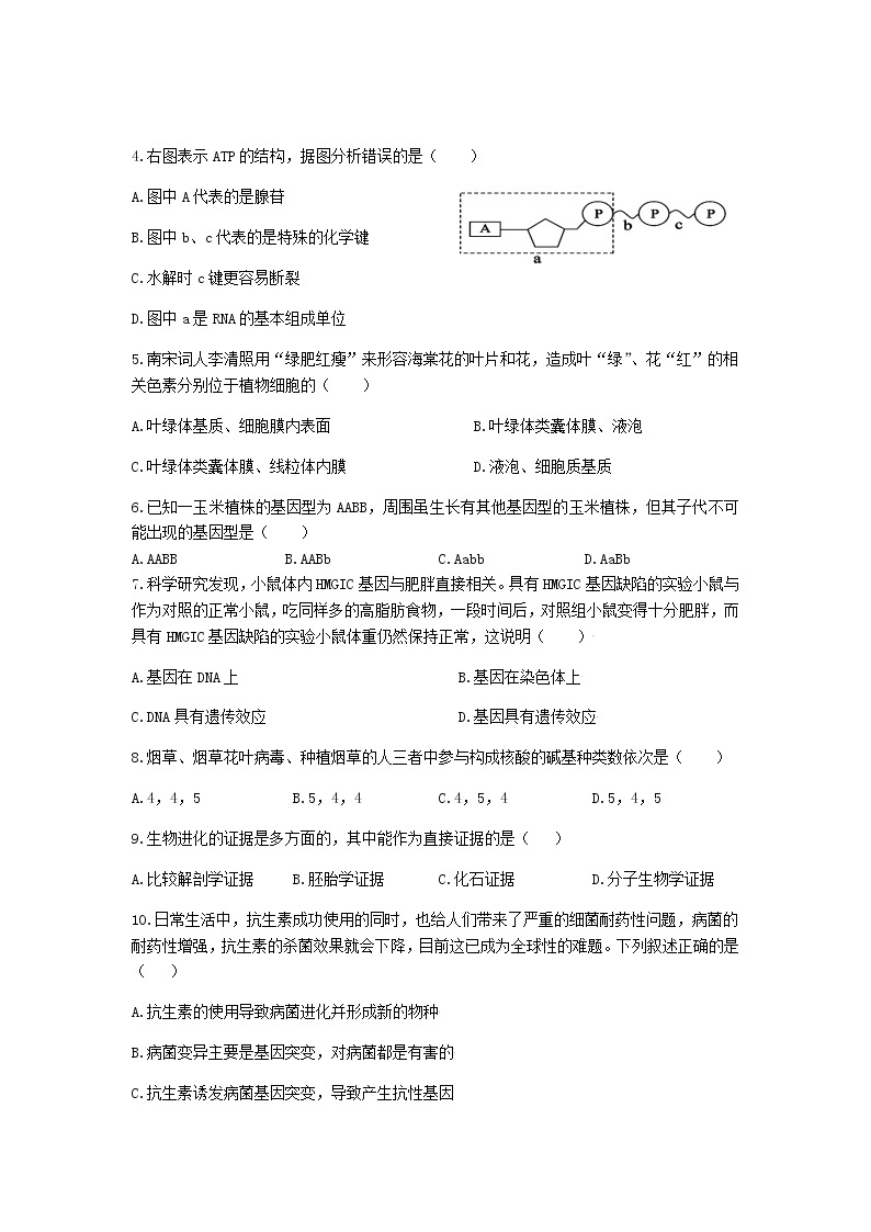 黑龙江省齐齐哈尔市2021-2022学年高二上学期期末考试生物试题含答案03