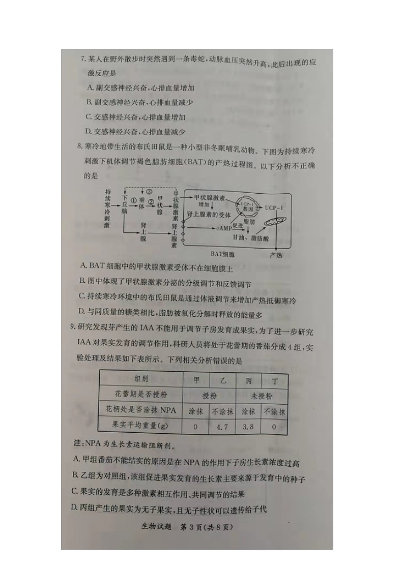 高二生物试题第3页