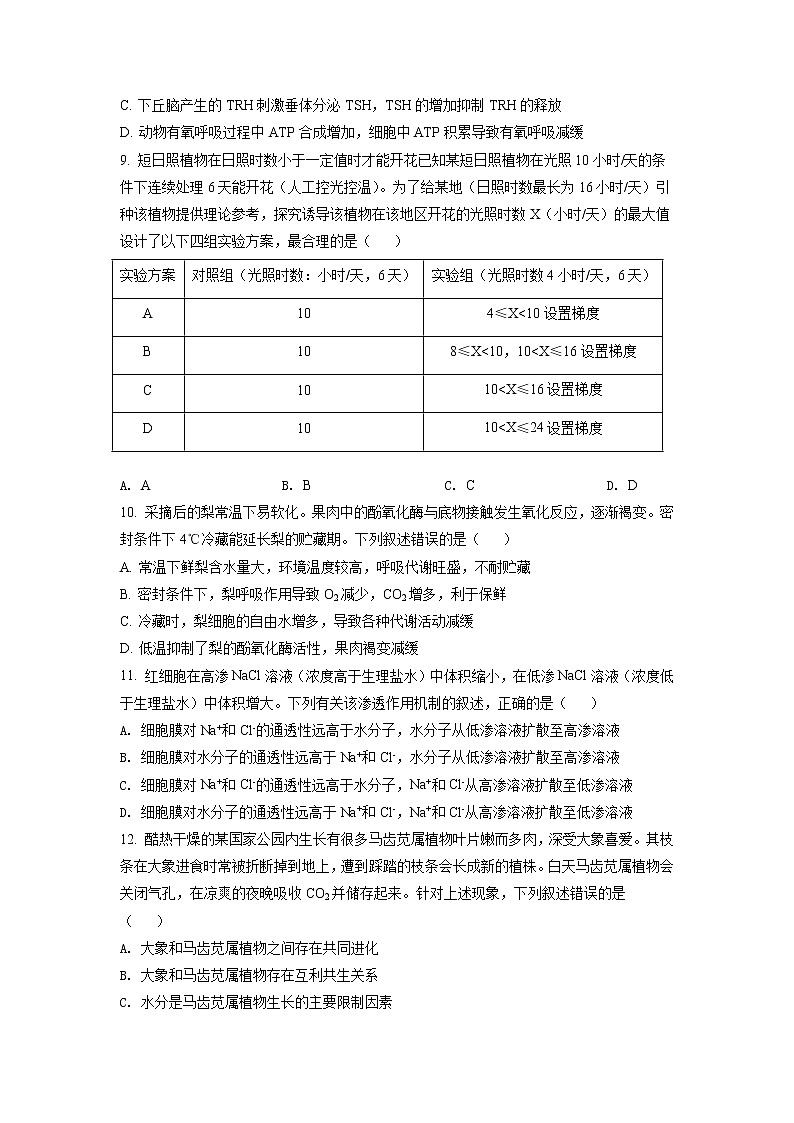 2021年湖北省普通高中學(xué)業(yè)水平選擇性考試生物試題（原卷版）第3頁