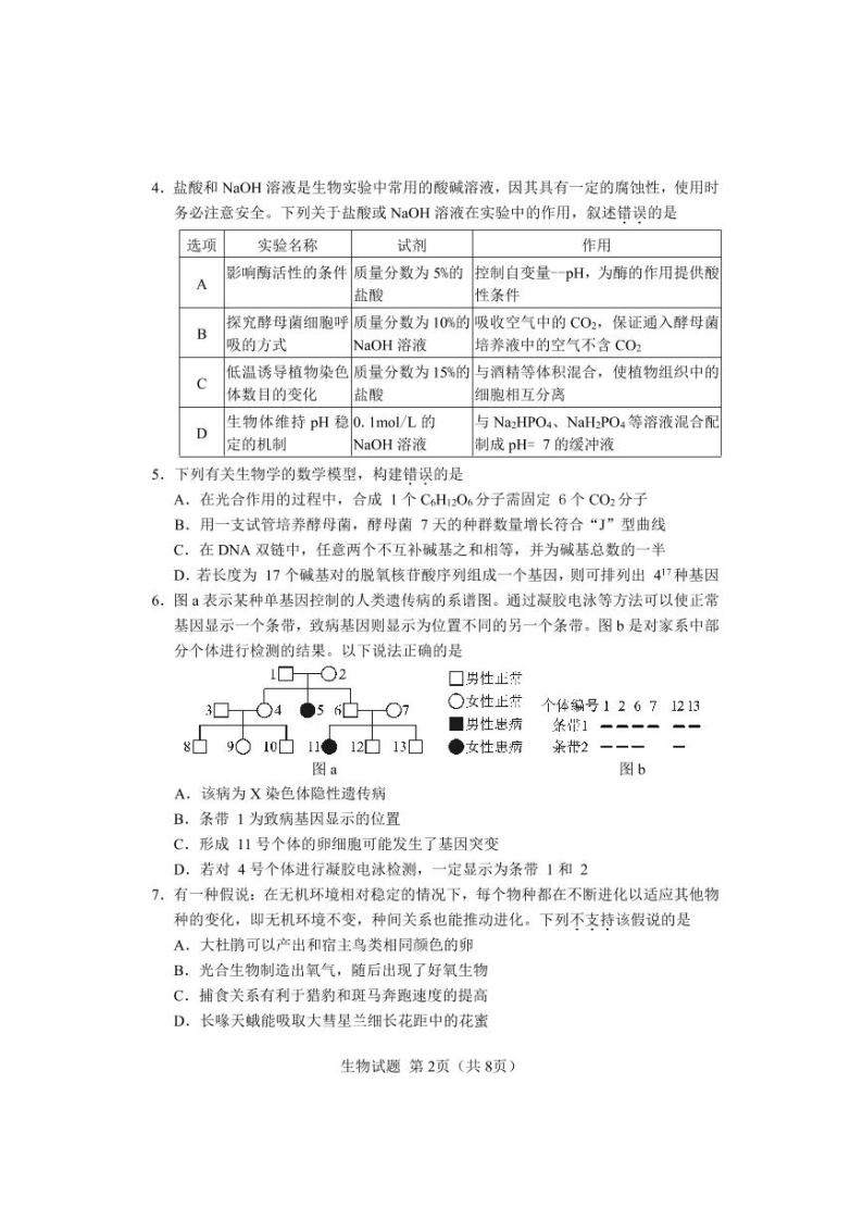 湖南省长沙市2021-2022学年高三新高考适应性考试生物试题含答案02