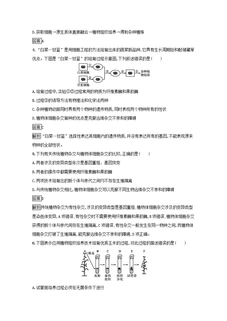 高中生物专题2细胞工程1.1植物细胞工程的基本技术课后练习含解析新人教版选修3第2页
