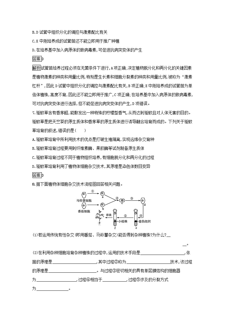 高中生物专题2细胞工程1.1植物细胞工程的基本技术课后练习含解析新人教版选修3第3页