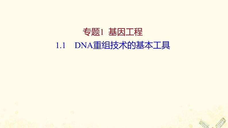 高中生物专题1基因工程1DNA重组技术的基本工具课件新人教版选修301