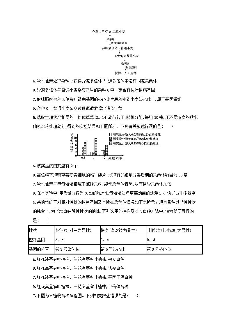 新教材高考生物一轮复习考点规范练22染色体变异含解析新人教版第2页