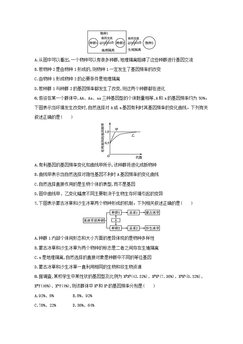 新教材高考生物一轮复习考点规范练23生物的进化含解析新人教版02