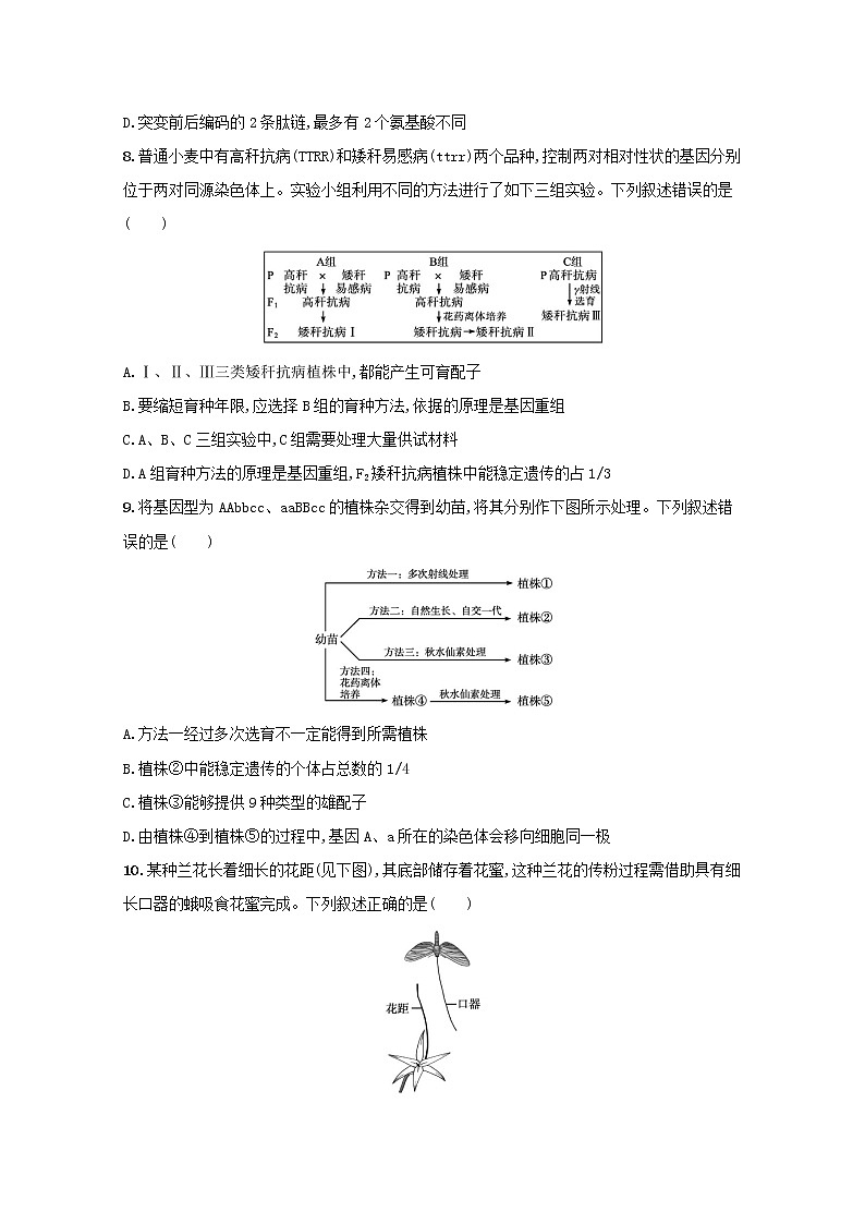 新教材高考生物一轮复习单元目标检测卷七生物的变异和进化含解析新人教版第3页