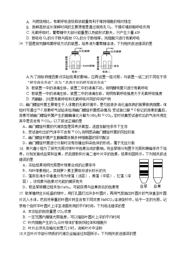 广东省汕头市金山中学2021-2022学年高一上学期期末考试生物含答案03