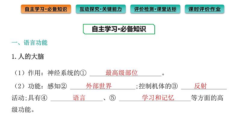 2021-2022学年高中生物新人教版选择性必修1 第2章 第5节 人脑的高级功能 课件(76张)第3页