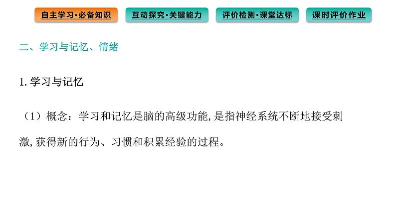 2021-2022学年高中生物新人教版选择性必修1 第2章 第5节 人脑的高级功能 课件(76张)第7页