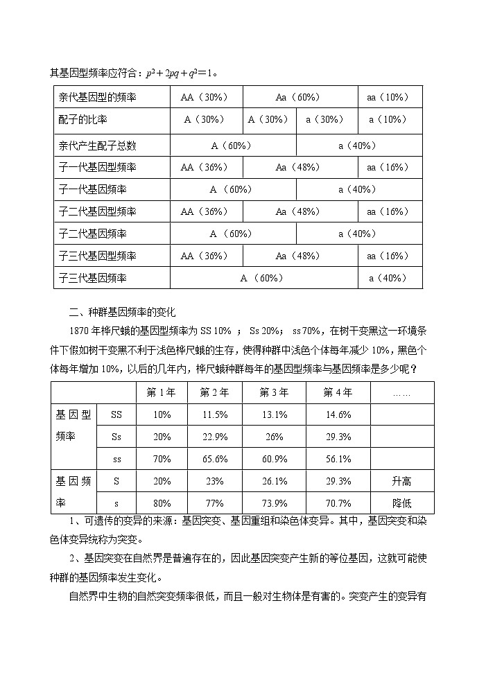 6.3 种群基因组成的变化与物种的形成 教案 高中生物新人教版必修2(2022年)第3页