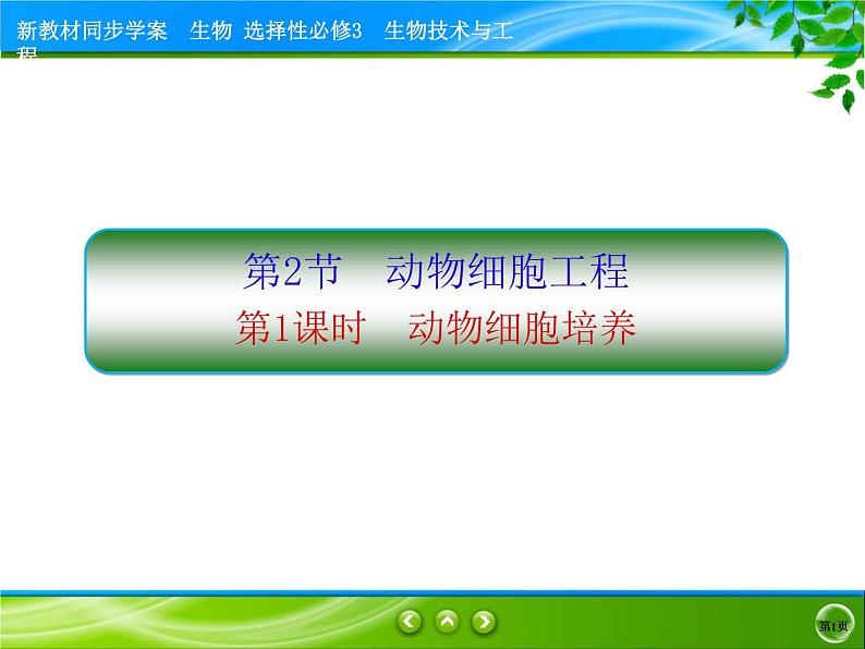 2021-2022学年高中生物新人教版选择性必修3 动物细胞培养 课件(81张)第1页