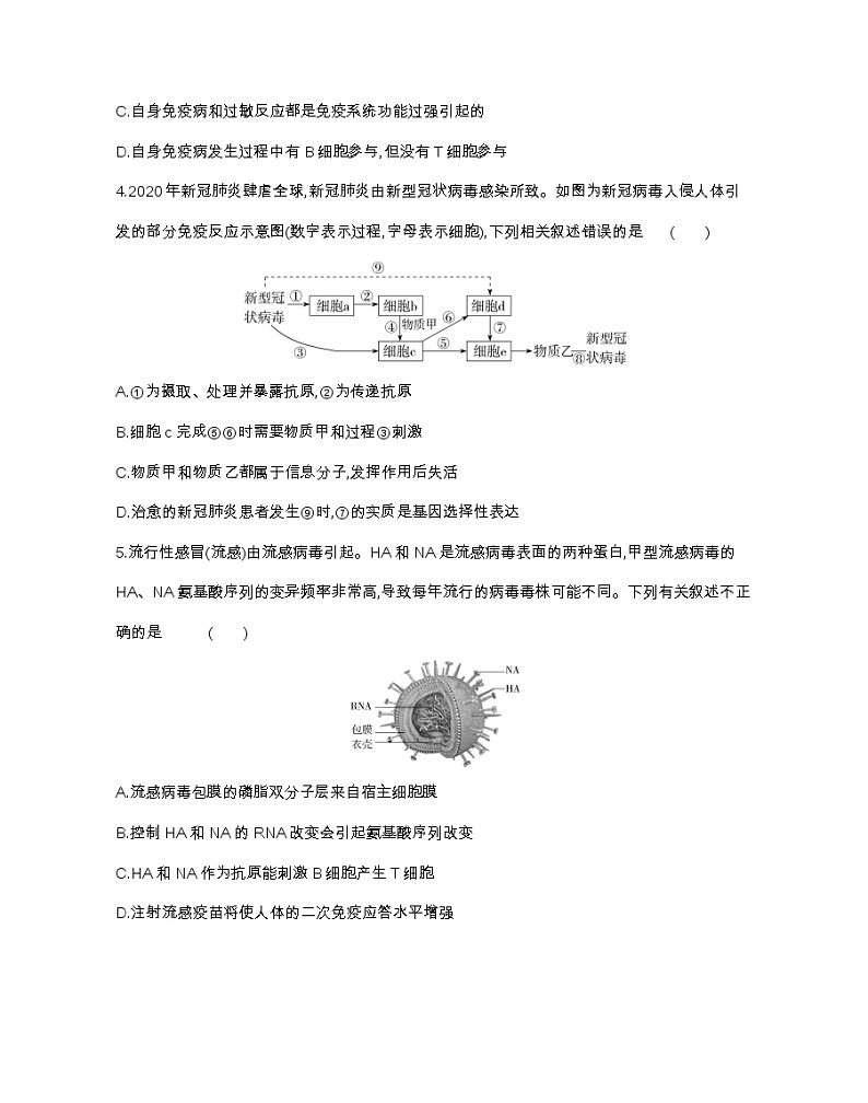 第四章达标检测-2022版生物选择性必修1人教版(2019) 同步练习 (Word含解析)第2页