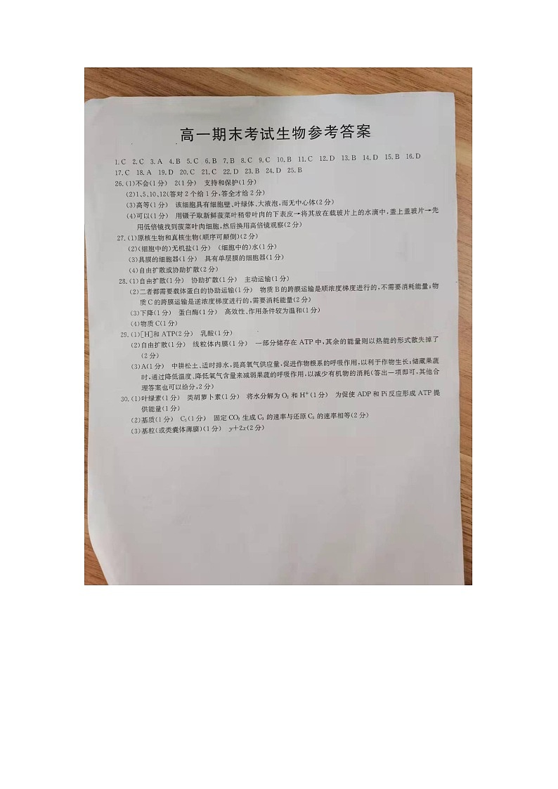 生物答案第1页