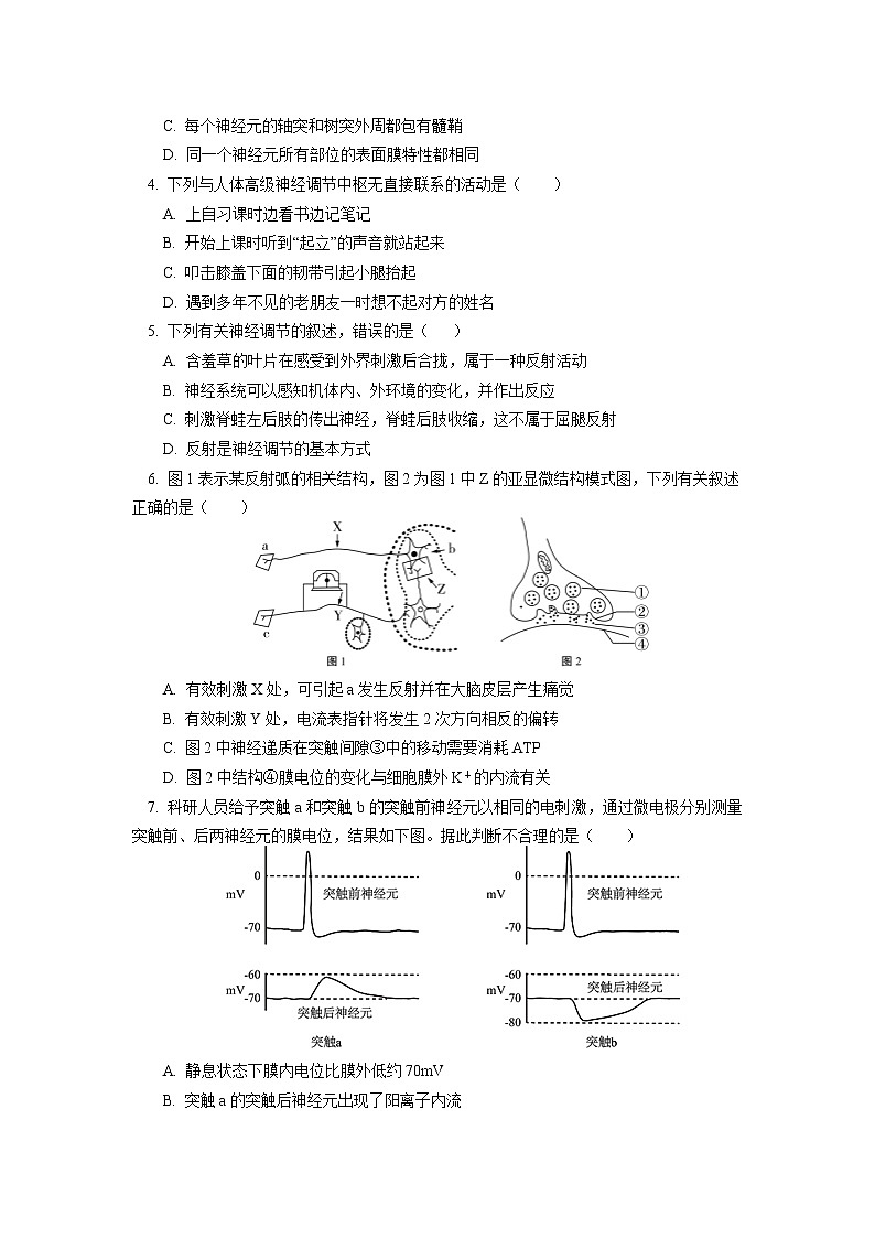 2021-2022学年北京一零一中学高二上学期期中考试生物试卷含答案第2页