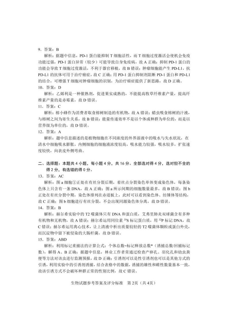 湖南省长沙市2022届高三新高考适应性考试（1月）生物PDF版含答案（可编辑）02