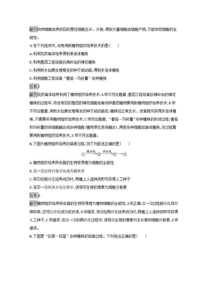 高中生物专题2细胞工程测评含解析新人教版选修302