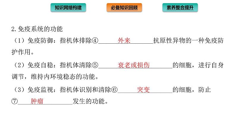 2021-2022学年高中生物新人教版选择性必修1 第4章 免疫调节 章末总结 课件(32张)05