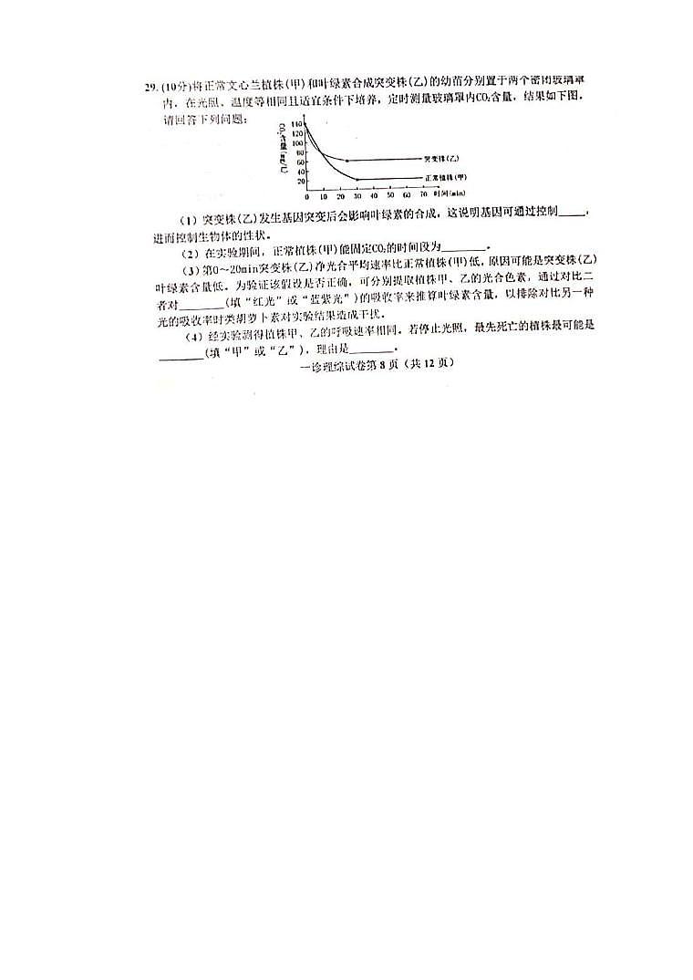 四川省达州市普通高中2020届高三第一次诊断性测试生物试题含答案03