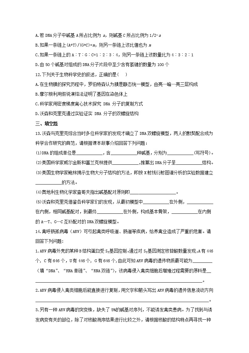 高中生物暑假作业07DNA的结构能力提升含解析 练习03