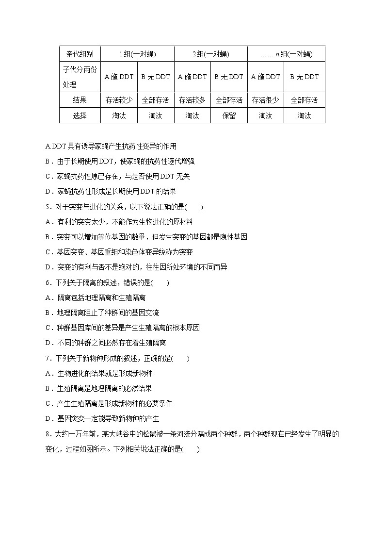 4.1 生物进化理论(备作业)-【上好课】2020-2021学年高一生物同步备课系列(新苏教版(2020)必修2)(原卷版)第2页