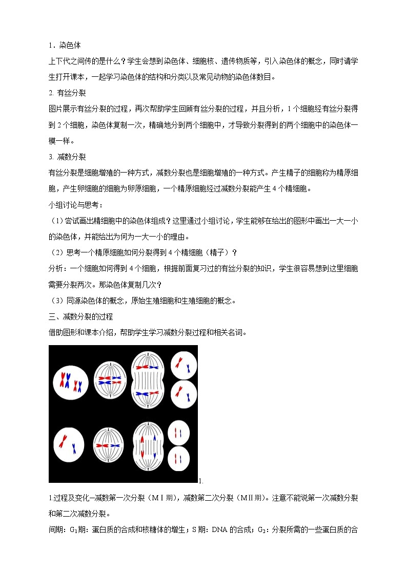 2.1.1 染色体通过配子传递给子代 教学设计-浙科版高中生物必修2遗传与进化02