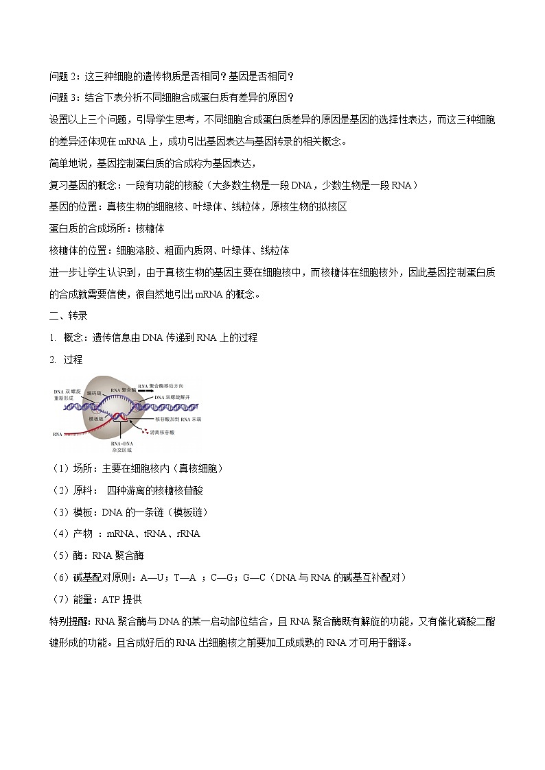 3.4.1 基因控制蛋白质合成 教学设计-浙科版高中生物必修2遗传与进化02