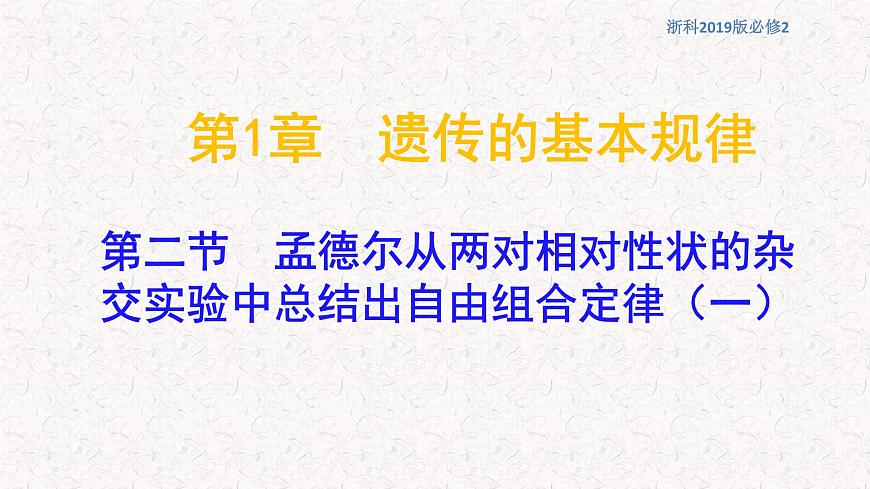 1.2.1 孟德爾從兩對相對性狀的雜交實驗中總結(jié)出自由組合定律 課件-浙科版高中生物必修2遺傳與進(jìn)化(共11張PPT)第1頁