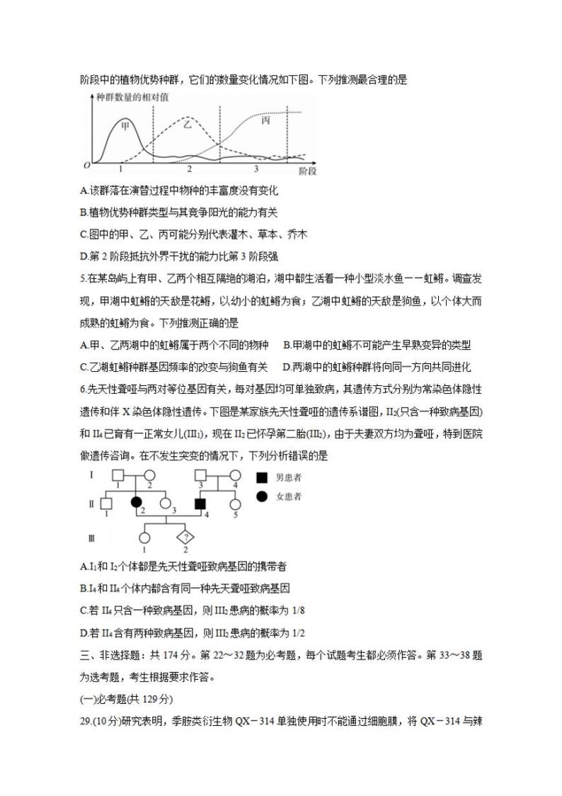 四川省内江市2021届高三下学期3月第二次模拟考试（二模）生物试题含答案02