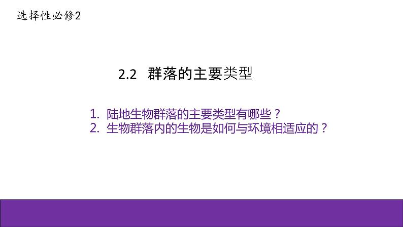 人教版(2019)高二生物选择性必修2-2.2群落的主要类型课件PPT第1页