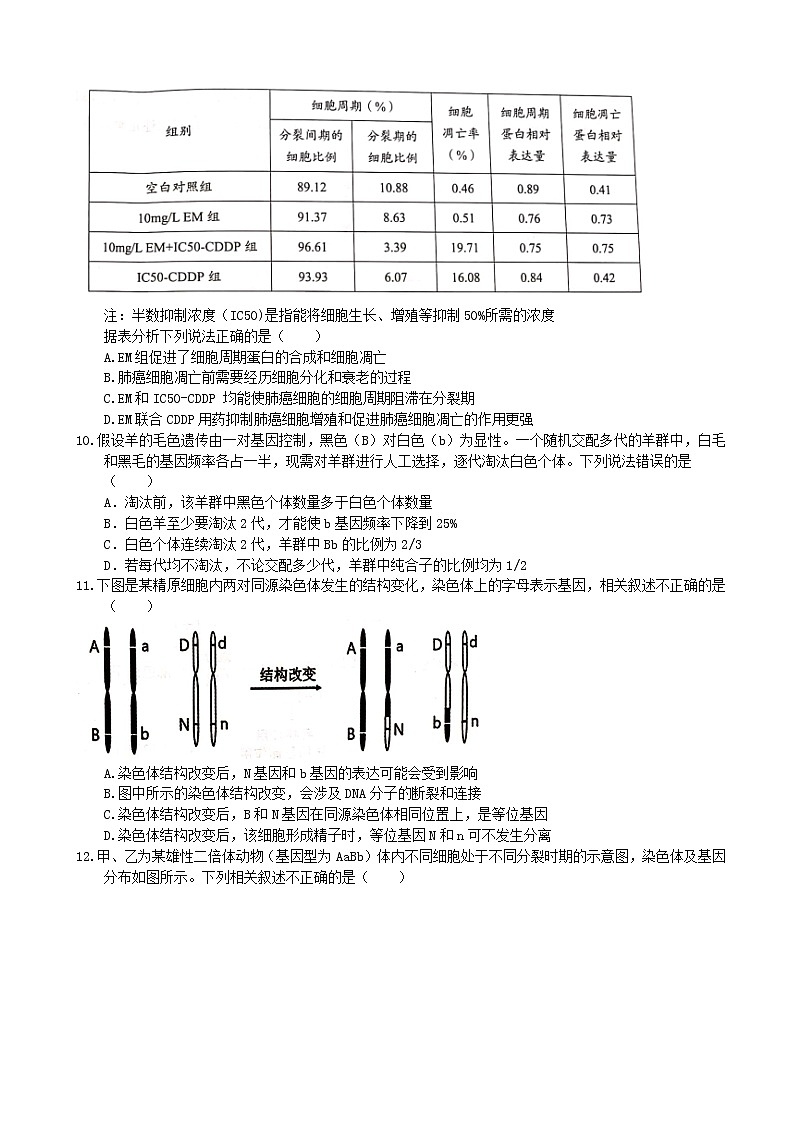 2022届河北省唐山市一中高三上学期期中考试生物试题(word版含答案)第3页