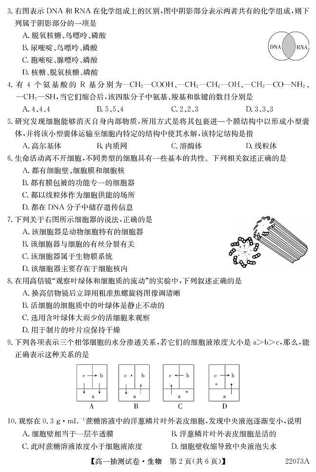 2021-2022学年辽宁省凌源市高一开学考试生物试卷(PDF版)02