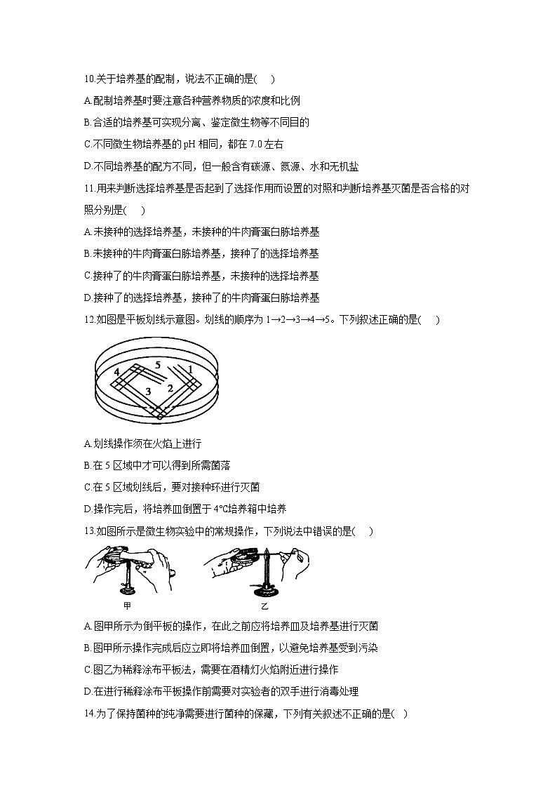 高二生物人教版选修三同步课时作业2.1微生物的实验室培养(有解析)第3页