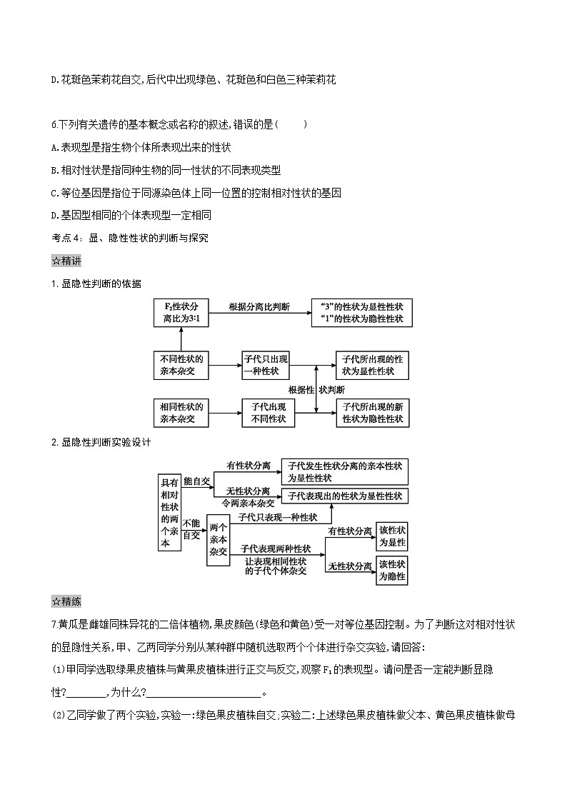 1.1 孟德尔的豌豆杂交实验(一)考点精讲精练(原卷版)第3页