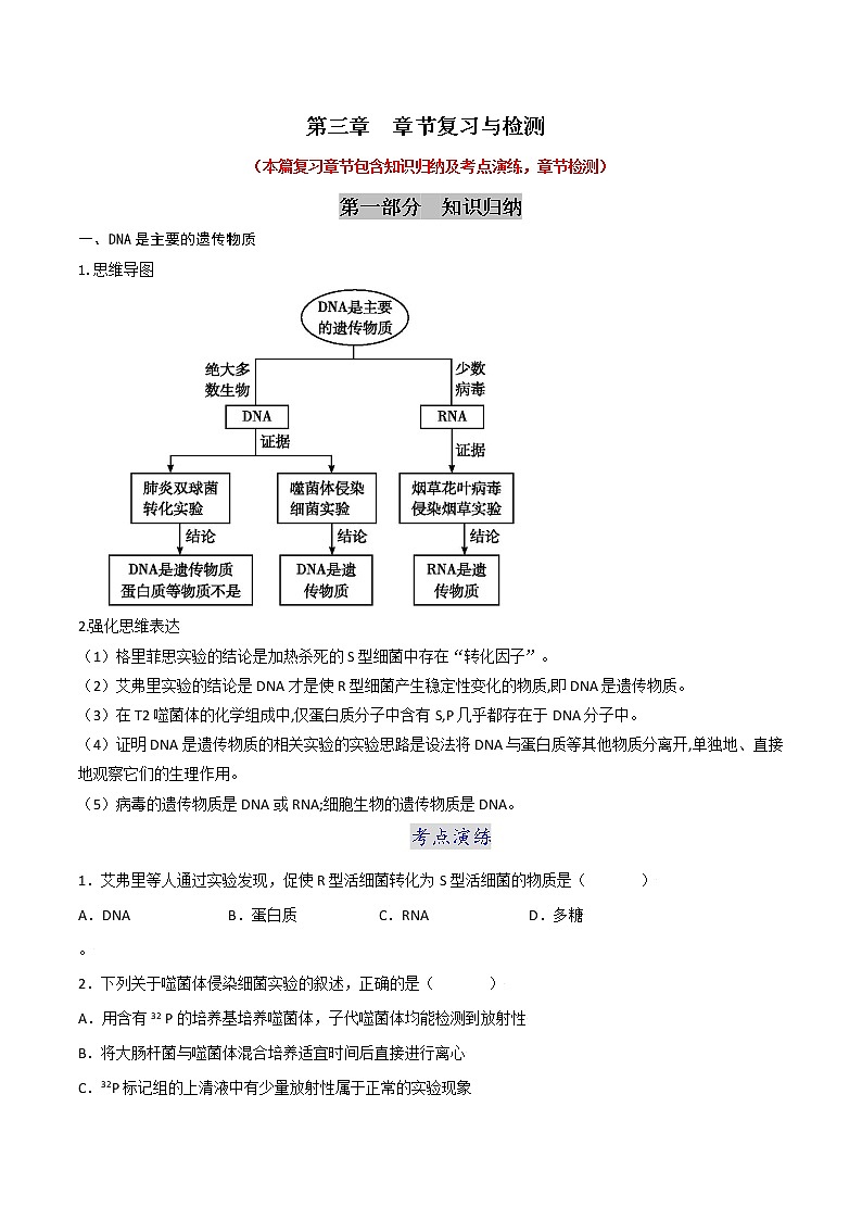 第三章 章节复习与检测-2021-2022学年高一下学期生物同步考点精讲精练(人教版2019必修2)课件PPT01