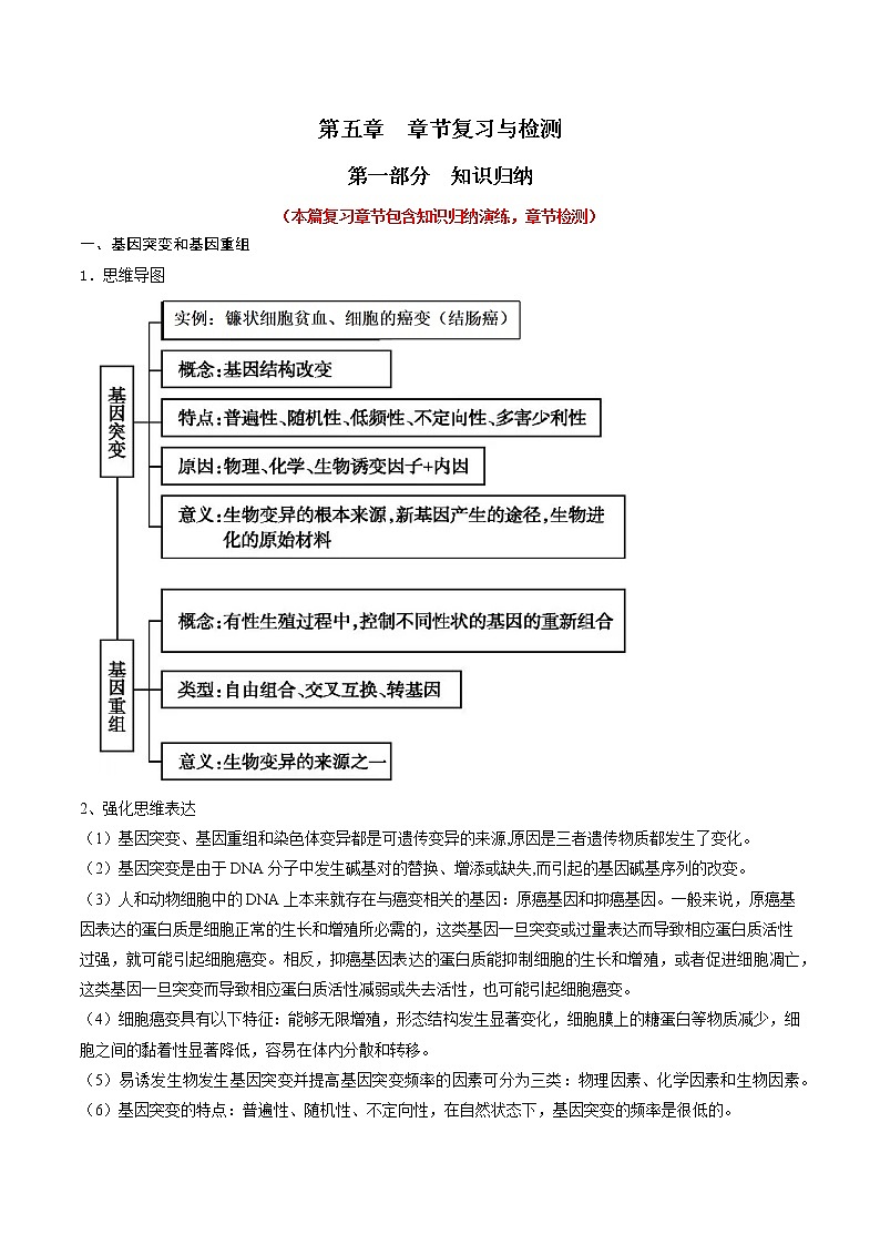 第五章 章节复习与检测-2021-2022学年高一下学期生物同步考点精讲精练(人教版2019必修2)课件PPT01