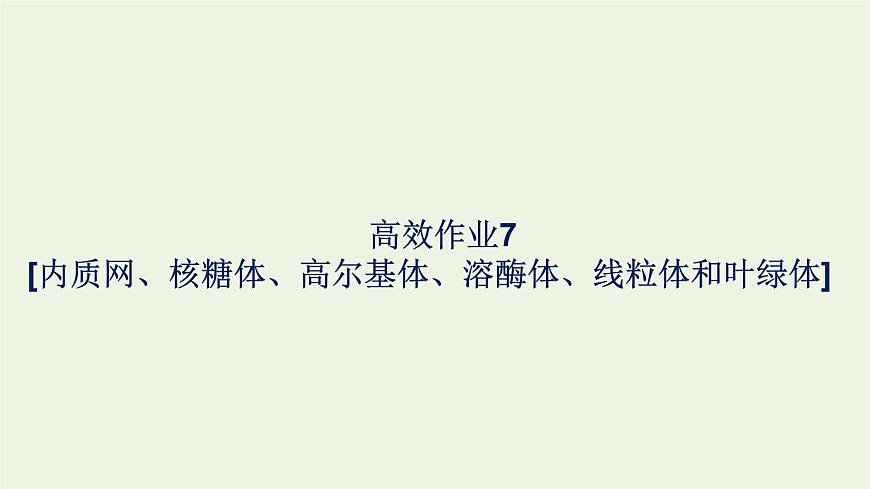 2021_2022學(xué)年新教材高中生物高效作業(yè)7內(nèi)質(zhì)網(wǎng)核糖體高爾基體溶酶體線粒體和葉綠體課件浙科版必修第一冊第1頁