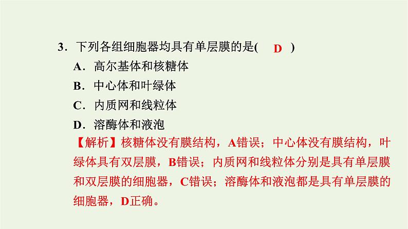2021_2022学年新教材高中生物高效作业8液泡中心体细胞溶胶细胞骨架观察叶绿体和细胞质流动课件浙科版必修第一册第4页