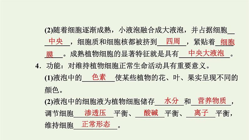 2021_2022学年新教材高中生物第二章细胞的结构第三节第2课时液泡中心体细胞溶胶细胞骨架观察叶绿体和细胞质流动课件浙科版必修第一册03