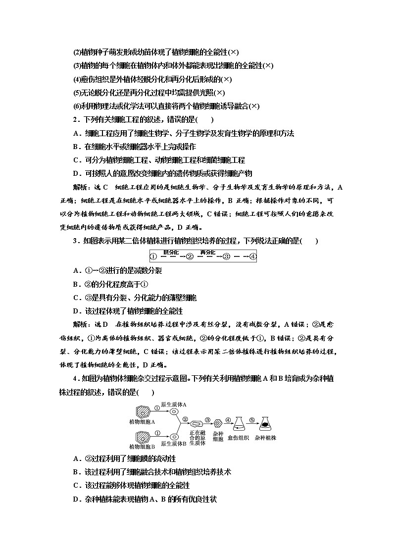 新人教版 高中生物选择性必修三第2章 细胞工程:第1节第1课时 植物细胞工程的基本技术 学案含答案03