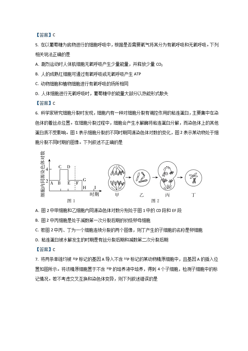 广东省肇庆市2022届高三上学期第二次模拟考试 生物 含答案练习题02