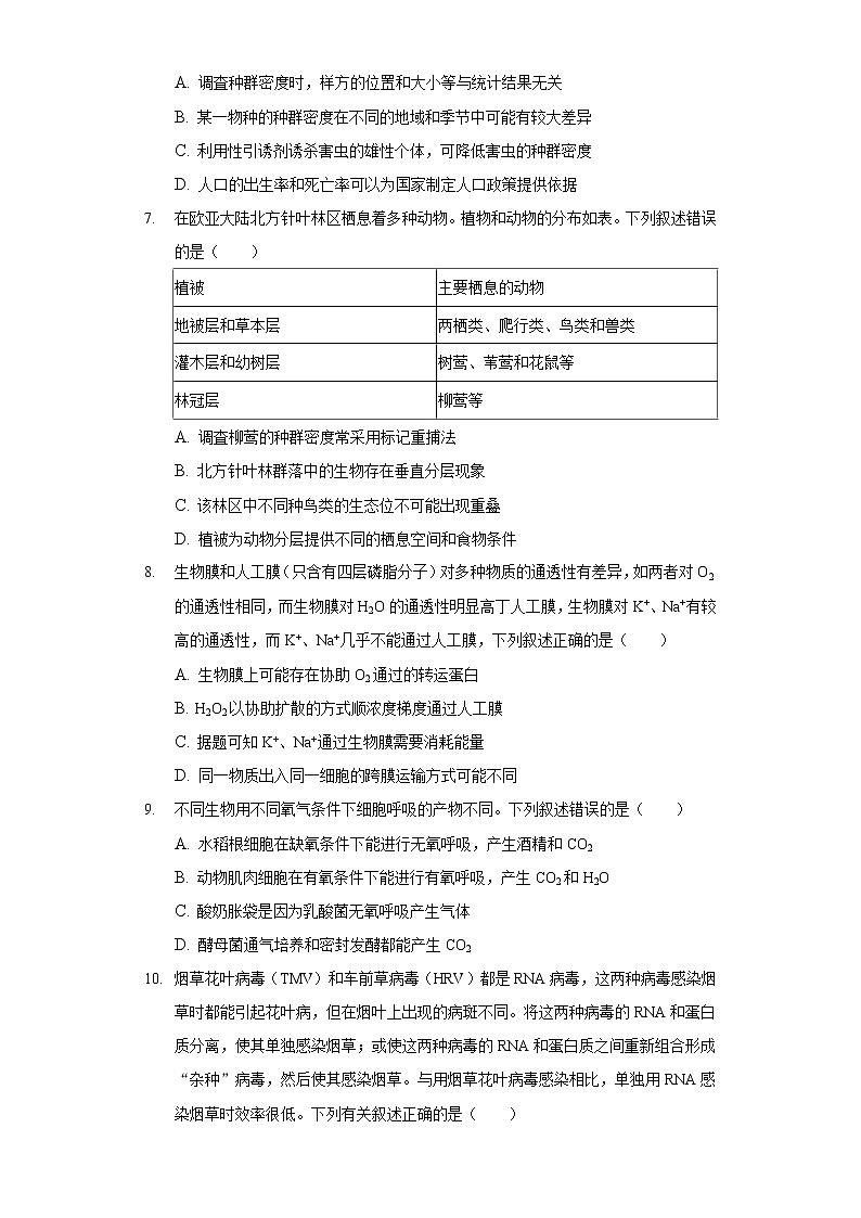 2022年海南省高考生物诊断试卷(三)第2页